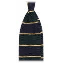 Viola Milano - Knitted Multi Stripe Silk Tie - Green Mix - Handmade in Italy - Luxury Exclusive Collection