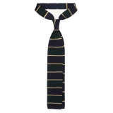 Viola Milano - Knitted Multi Stripe Silk Tie - Green Mix - Handmade in Italy - Luxury Exclusive Collection