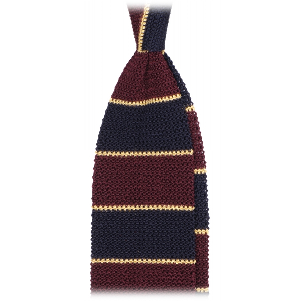 Viola Milano - Knitted Multi Stripe Silk Tie - Wine Mix - Handmade in Italy - Luxury Exclusive Collection