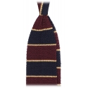 Viola Milano - Knitted Multi Stripe Silk Tie - Wine Mix - Handmade in Italy - Luxury Exclusive Collection