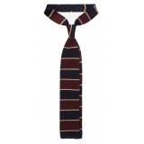 Viola Milano - Knitted Multi Stripe Silk Tie - Wine Mix - Handmade in Italy - Luxury Exclusive Collection