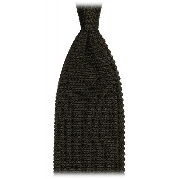 Viola Milano - Knitted Limited Label V-End Silk Tie - Army Green - Handmade in Italy - Luxury Exclusive Collection