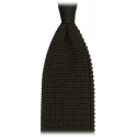 Viola Milano - Knitted Limited Label V-End Silk Tie - Army Green - Handmade in Italy - Luxury Exclusive Collection