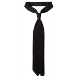 Viola Milano - Knitted Solid V-End Silk Tie - Black - Handmade in Italy - Luxury Exclusive Collection