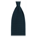 Viola Milano - Knitted Limited Label V-End Silk Tie - Cobalt Green - Handmade in Italy - Luxury Exclusive Collection