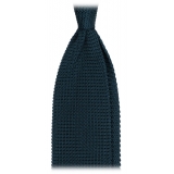 Viola Milano - Knitted Limited Label V-End Silk Tie - Cobalt Green - Handmade in Italy - Luxury Exclusive Collection