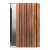 Woodcessories - Noce / Metallo Argento / Pelle / Copertina Rigida - iPad Mini 1-3 - Custodia Flip - Eco Guard Metallo e Legno