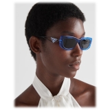 Prada - Prada Symbole - Rectangular Sunglasses - Crystal Electric Blue Slate Gray - Prada Collection