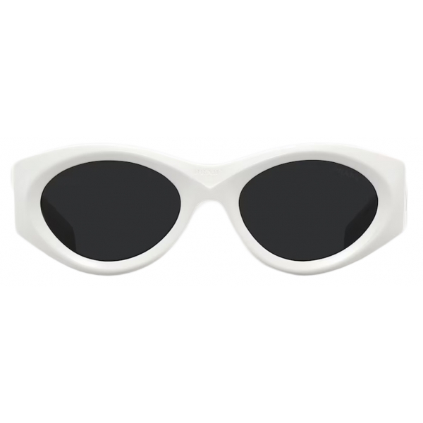 Prada - Prada Symbole - Oval Sunglasses - Chalk White Slate Gray - Prada Collection - Sunglasses