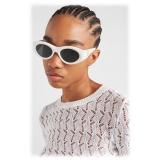 Prada - Prada Symbole - Oval Sunglasses - Chalk White Slate Gray - Prada Collection - Sunglasses