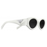 Prada - Prada Symbole - Oval Sunglasses - Chalk White Slate Gray - Prada Collection - Sunglasses