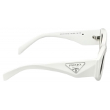 Prada - Prada Symbole - Oval Sunglasses - Chalk White Slate Gray - Prada Collection - Sunglasses