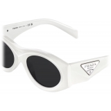 Prada - Prada Symbole - Oval Sunglasses - Chalk White Slate Gray - Prada Collection - Sunglasses