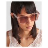 Prada - Prada Eyewear - Rectangular Sunglasses - Geranium Pink Crystal Petal Pink - Prada Collection