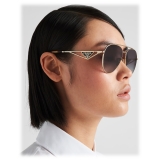 Prada - Prada Symbole - Aviator Sunglasses - Pale Gold Gradient Smoke Gray - Prada Collection