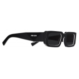 Prada - Prada Symbole - Rectangular Sunglasses - Black Chalk White Slate Gray - Prada Collection