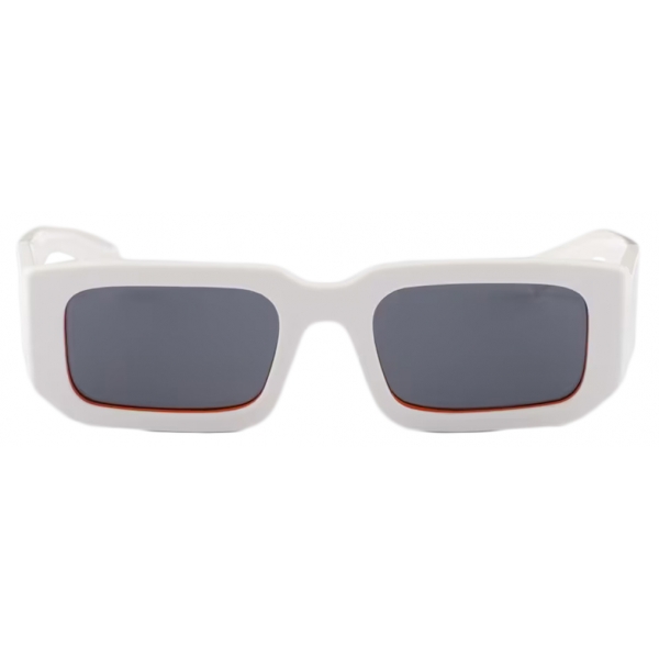 Prada - Prada Symbole - Rectangular Sunglasses - Chalk White Orange Slate Gray - Prada Collection