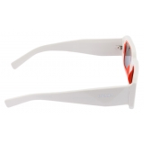 Prada - Prada Symbole - Rectangular Sunglasses - Chalk White Orange Slate Gray - Prada Collection