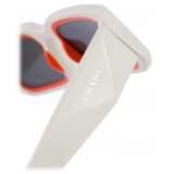 Prada - Prada Symbole - Rectangular Sunglasses - Chalk White Orange Slate Gray - Prada Collection