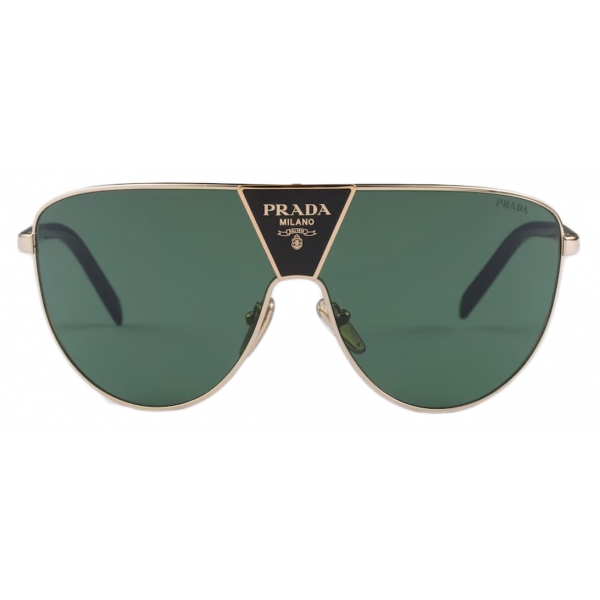 Prada - Prada Runway Collection - Occhiali da Sole Maschera - Oro Verde Bosco - Prada Collection