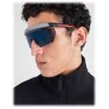 Prada - Prada Linea Rossa Impavid - Mask Sunglasses - Opaque Black Blue Mirrored - Prada Collection