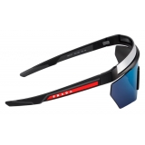 Prada - Prada Linea Rossa Impavid - Mask Sunglasses - Opaque Black Blue Mirrored - Prada Collection