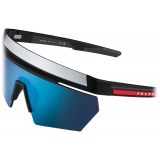 Prada - Prada Linea Rossa Impavid - Mask Sunglasses - Opaque Black Blue Mirrored - Prada Collection