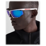 Prada - Prada Linea Rossa Impavid - Mask Sunglasses - Rubberized White Black Cyan - Prada Collection