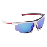 Prada - Prada Linea Rossa Impavid - Mask Sunglasses - Rubberized White Black Cyan - Prada Collection