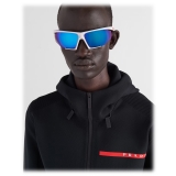 Prada - Prada Linea Rossa Impavid - Mask Sunglasses - Rubberized White Black Cyan - Prada Collection