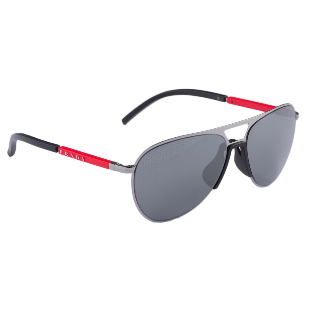 Prada - Prada Linea Rossa - Pilot Sunglasses - Lead Gray Black Textured ...