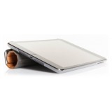 Woodcessories - Ciliegio / Metallo Argento / Pelle / Cover Rigida - iPad Mini 4 - Custodia Flip - Eco Guard Metallo e Legno