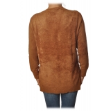 Elisabetta Franchi - Cardigan in Chenille Fabric - Brown - Pullover - Made in Italy - Luxury Exclusive Collection