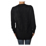 Elisabetta Franchi - Cardigan in Chenille Fabric - Black - Pullover - Made in Italy - Luxury Exclusive Collection