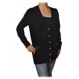 Elisabetta Franchi - Cardigan in Chenille Fabric - Black - Pullover - Made in Italy - Luxury Exclusive Collection