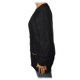 Elisabetta Franchi - Cardigan in Chenille Fabric - Black - Pullover - Made in Italy - Luxury Exclusive Collection