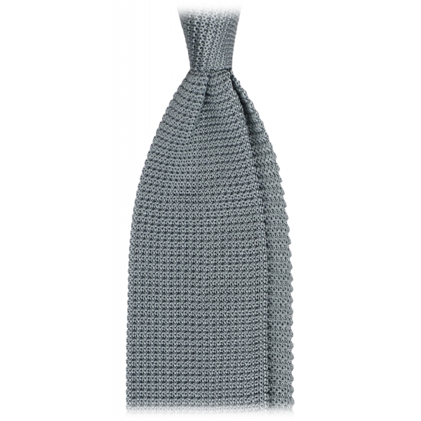 Viola Milano - Knitted Limited Label V-End Silk Tie - Cool Blue - Handmade in Italy - Luxury Exclusive Collection