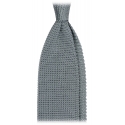 Viola Milano - Knitted Limited Label V-End Silk Tie - Cool Blue - Handmade in Italy - Luxury Exclusive Collection