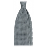 Viola Milano - Knitted Limited Label V-End Silk Tie - Cool Blue - Handmade in Italy - Luxury Exclusive Collection