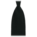 Viola Milano - Knitted Solid V-End Silk Tie - Forest - Handmade in Italy - Luxury Exclusive Collection