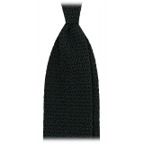 Viola Milano - Knitted Solid V-End Silk Tie - Forest - Handmade in Italy - Luxury Exclusive Collection