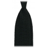 Viola Milano - Knitted Solid V-End Silk Tie - Forest - Handmade in Italy - Luxury Exclusive Collection