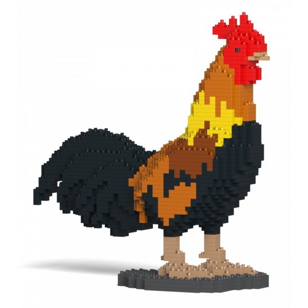Jekca - Rooster 01S - Lego - Sculpture - Construction - 4D - Brick Animals - Toys