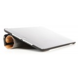 Woodcessories - Ciliegio / Metallo Argento / Pelle / Cover Nera Rigida - iPad Mini 4 - Custodia Flip - Eco Guard Metallo e Legno