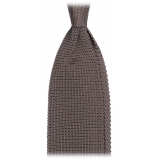 Viola Milano - Knitted Limited Label V-End Silk Tie - Grey - Handmade in Italy - Luxury Exclusive Collection