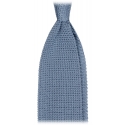 Viola Milano - Knitted Limited Label V-End Silk Tie - Ice Blue - Handmade in Italy - Luxury Exclusive Collection