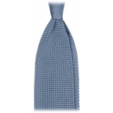 Viola Milano - Knitted Limited Label V-End Silk Tie - Ice Blue - Handmade in Italy - Luxury Exclusive Collection