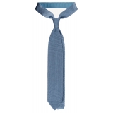 Viola Milano - Knitted Limited Label V-End Silk Tie - Ice Blue - Handmade in Italy - Luxury Exclusive Collection