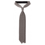 Viola Milano - Knitted Solid V-End Silk Tie - Light Grey - Handmade in Italy - Luxury Exclusive Collection