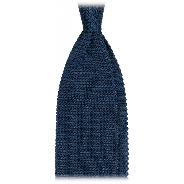 Viola Milano - Knitted Limited Label V-End Silk Tie - Sea - Handmade in Italy - Luxury Exclusive Collection